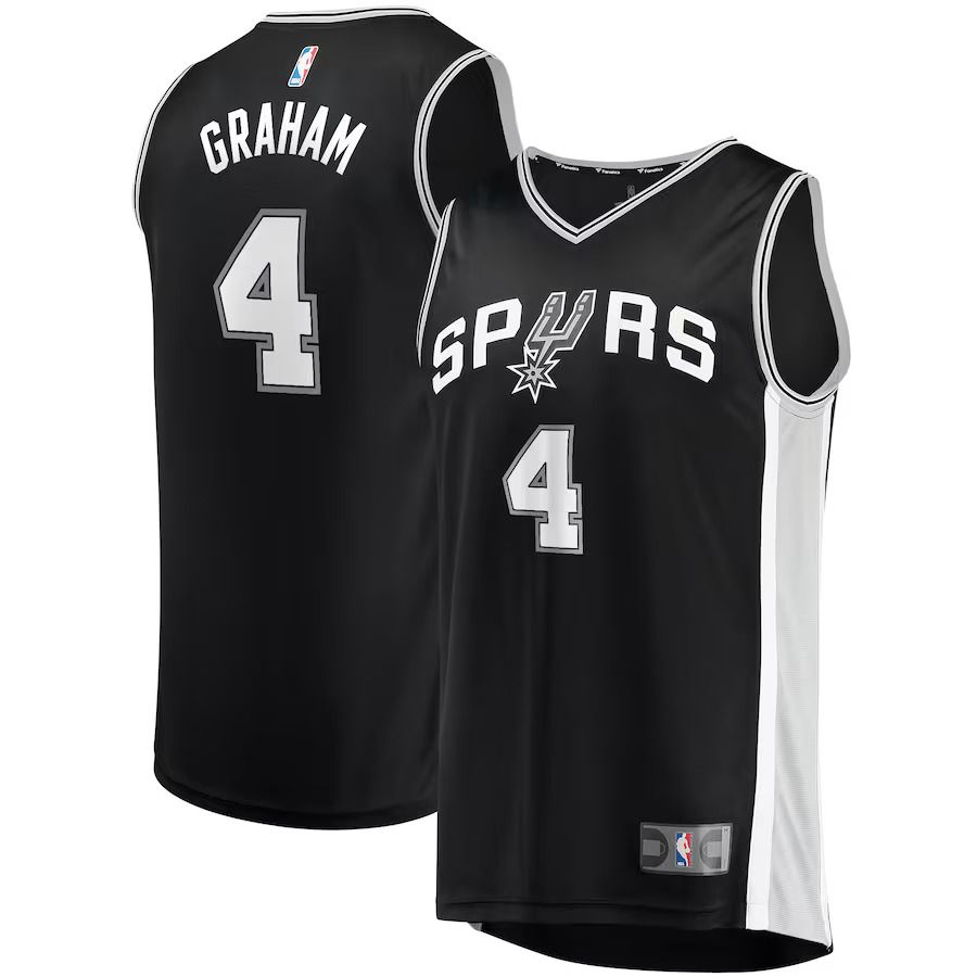 Men San Antonio Spurs #4 Devonte Graham Fanatics Branded Black Fast Break Player NBA Jersey